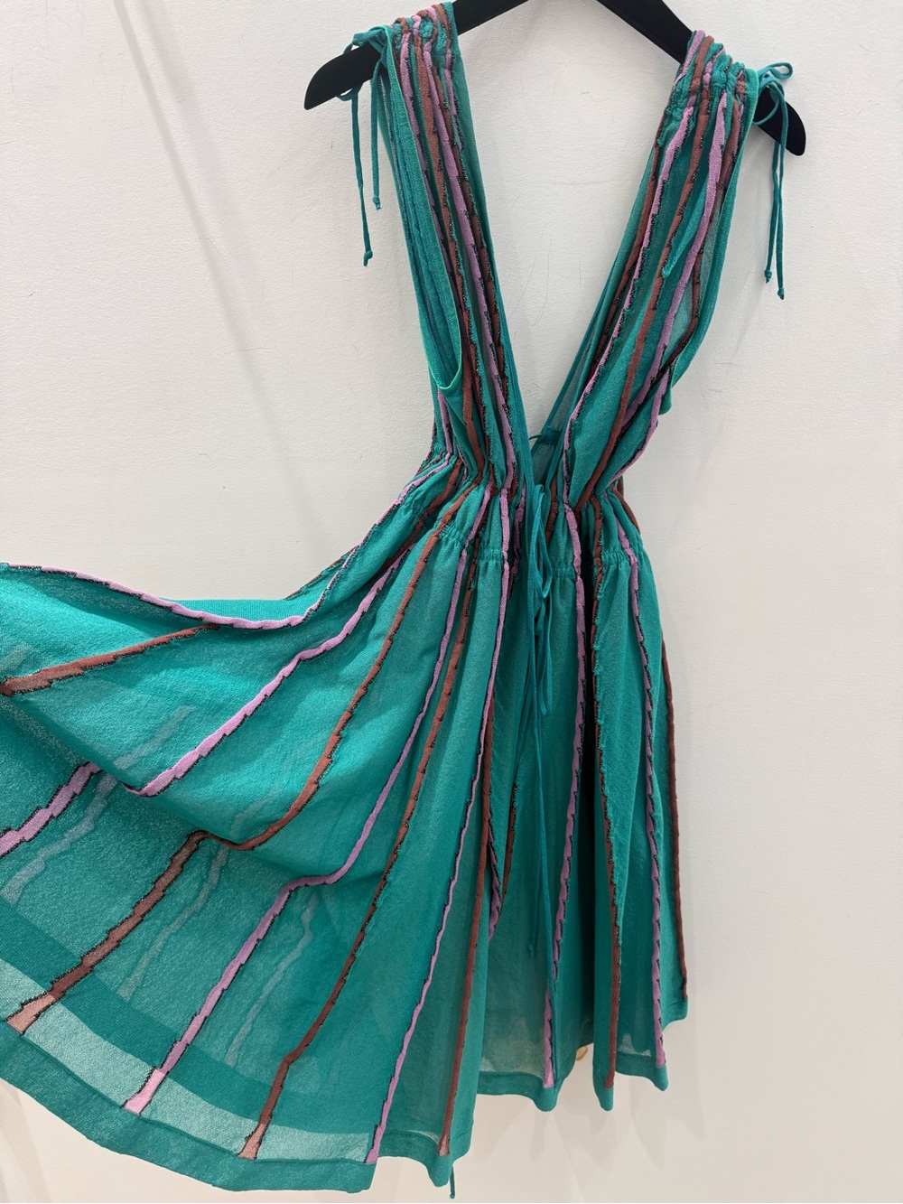 Missoni Turquoise Green Striped Sheer Jumpsuit Romper